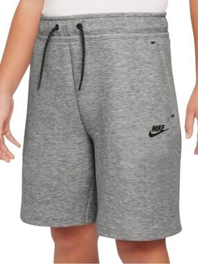 Nike Sportswear Tech Fleece Big Boys' Shorts (Dark Grey Heather/Black), SM